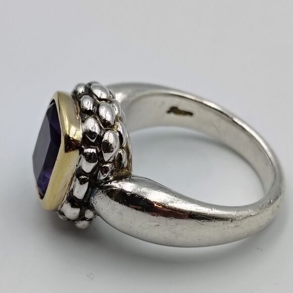 Lorenzo Sterling Silver 925 18K Gold Accent Amethyst Cocktail Ring Sz 7 - Picture 6 of 16